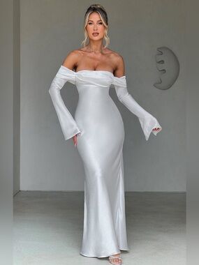 knee length dresses for ladies Marilyn Green Cross Back Evening Maxi Dress Xs main image 1